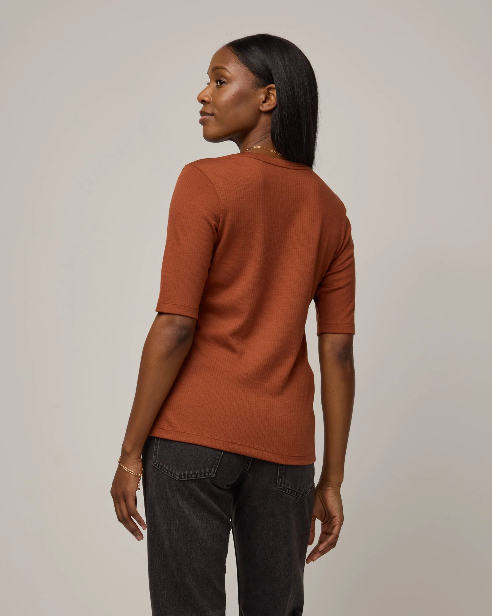 Celine Ribbed Elbow Sleeve Tee - Image 3